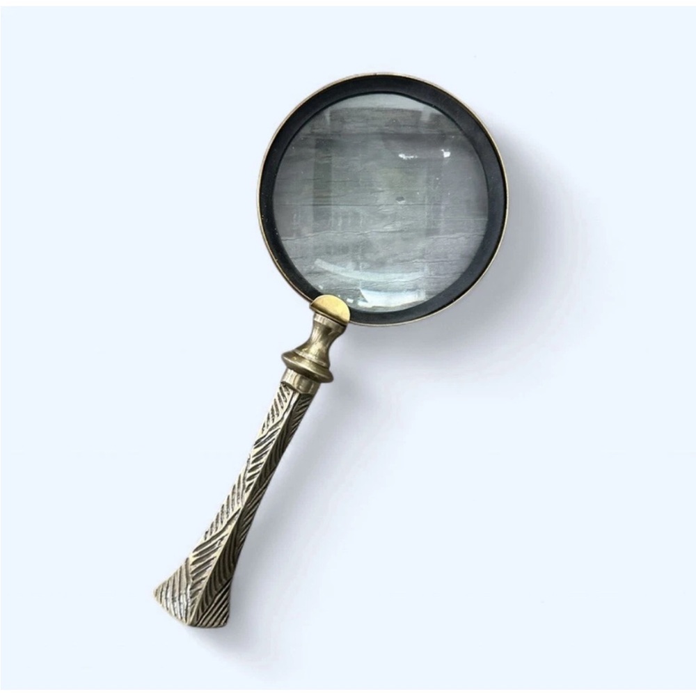 Vintage Brass Etched Handle Magnifying Glass